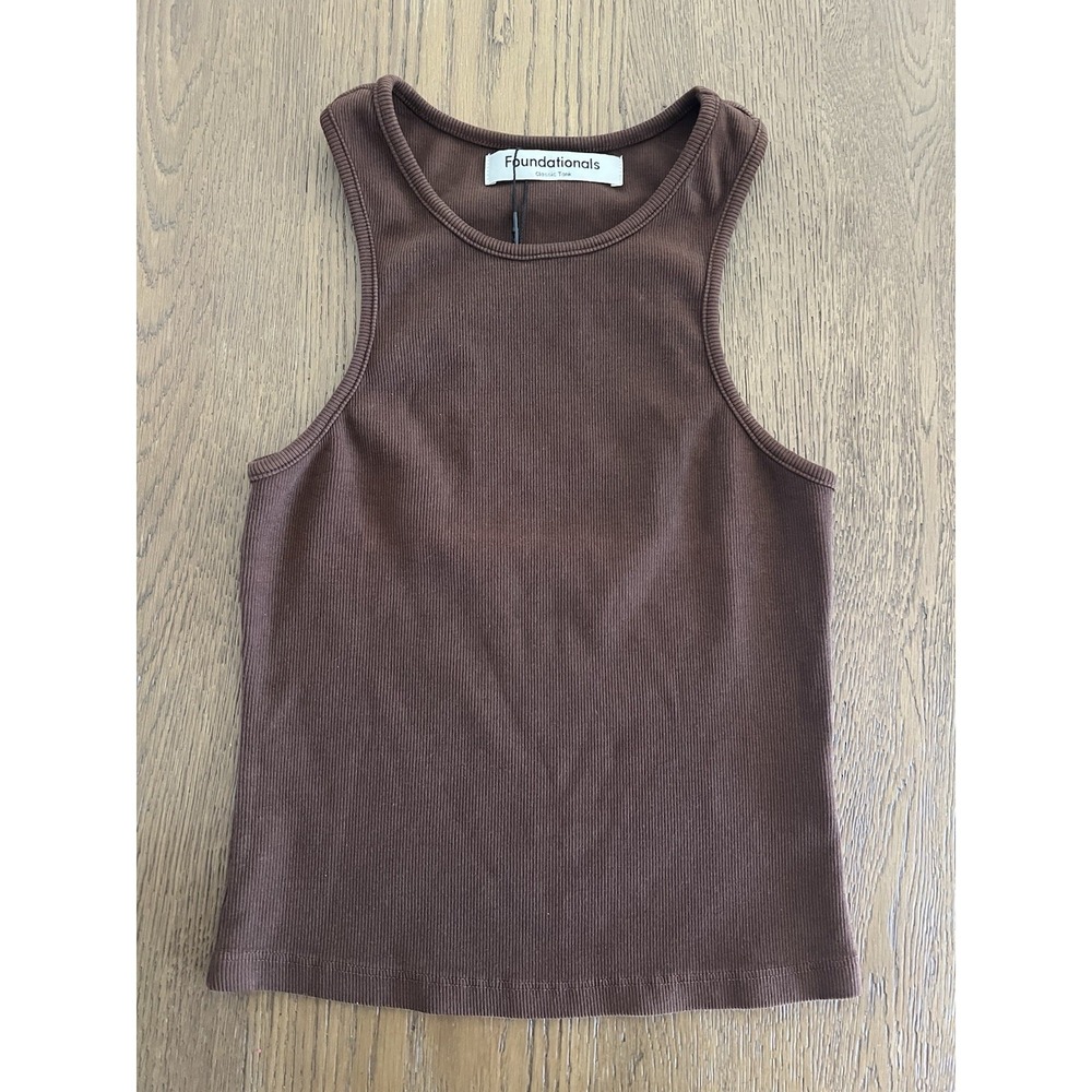 Foundationals Easy-Does-It Tank Organic Cotton Chocolate Size S